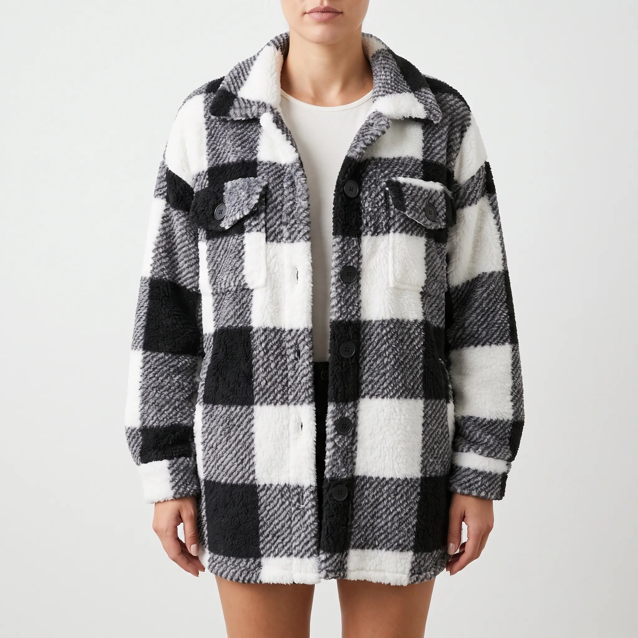 PlaidPlush  - Giacca Invernale Donna A Quadri Uscite Casual Invernali