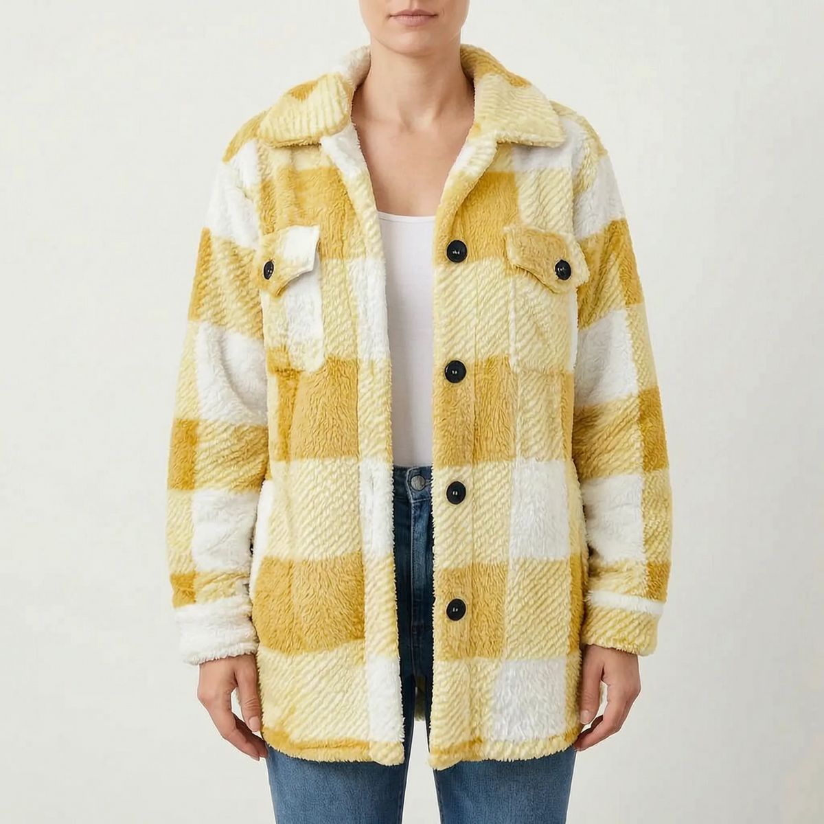 PlaidPlush  - Giacca Invernale Donna A Quadri Uscite Casual Invernali