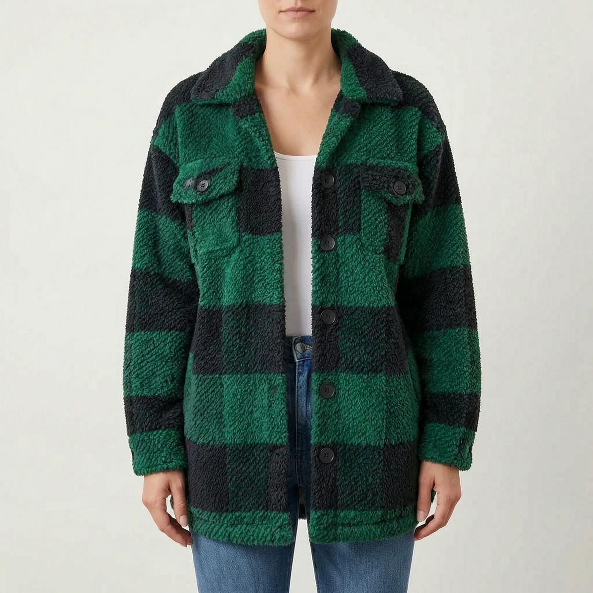 PlaidPlush  - Giacca Invernale Donna A Quadri Uscite Casual Invernali