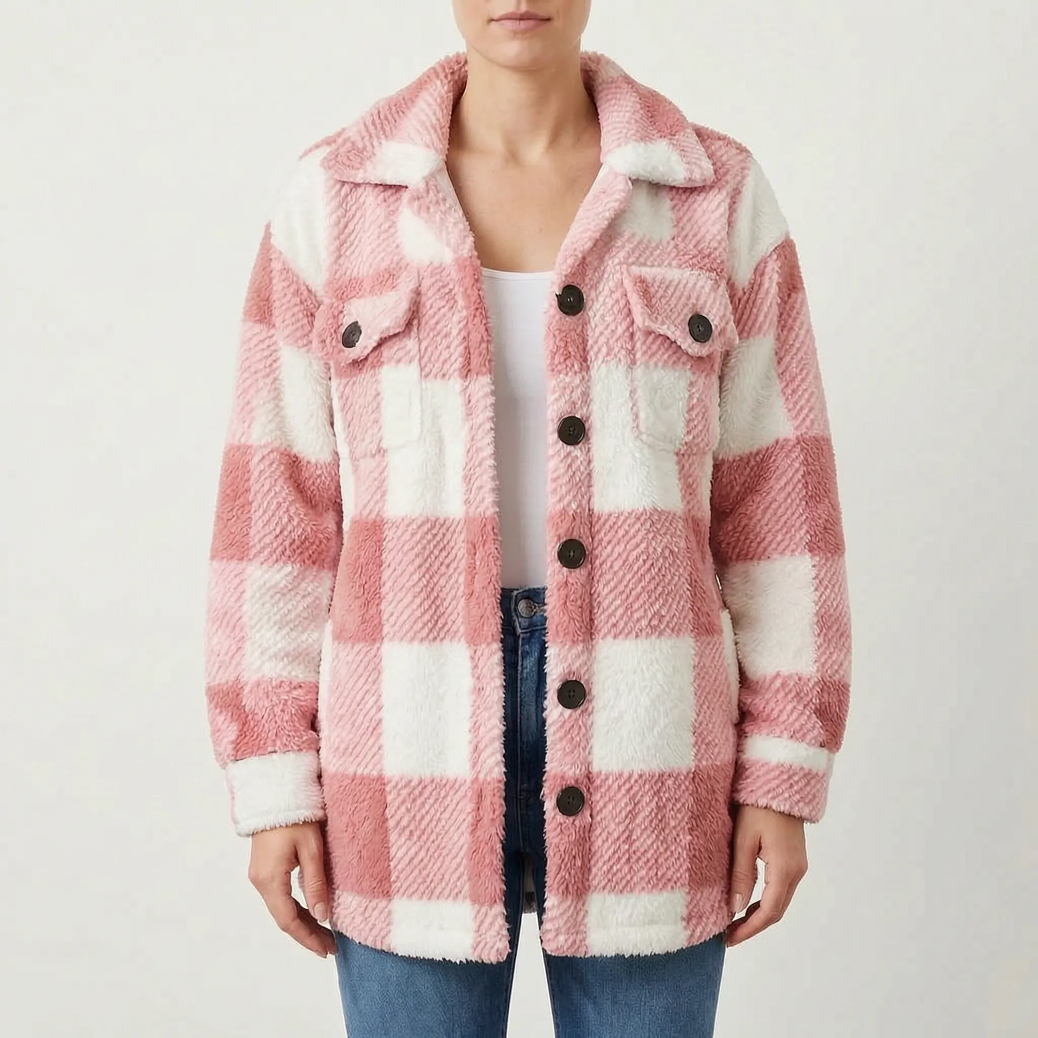 PlaidPlush  - Giacca Invernale Donna A Quadri Uscite Casual Invernali