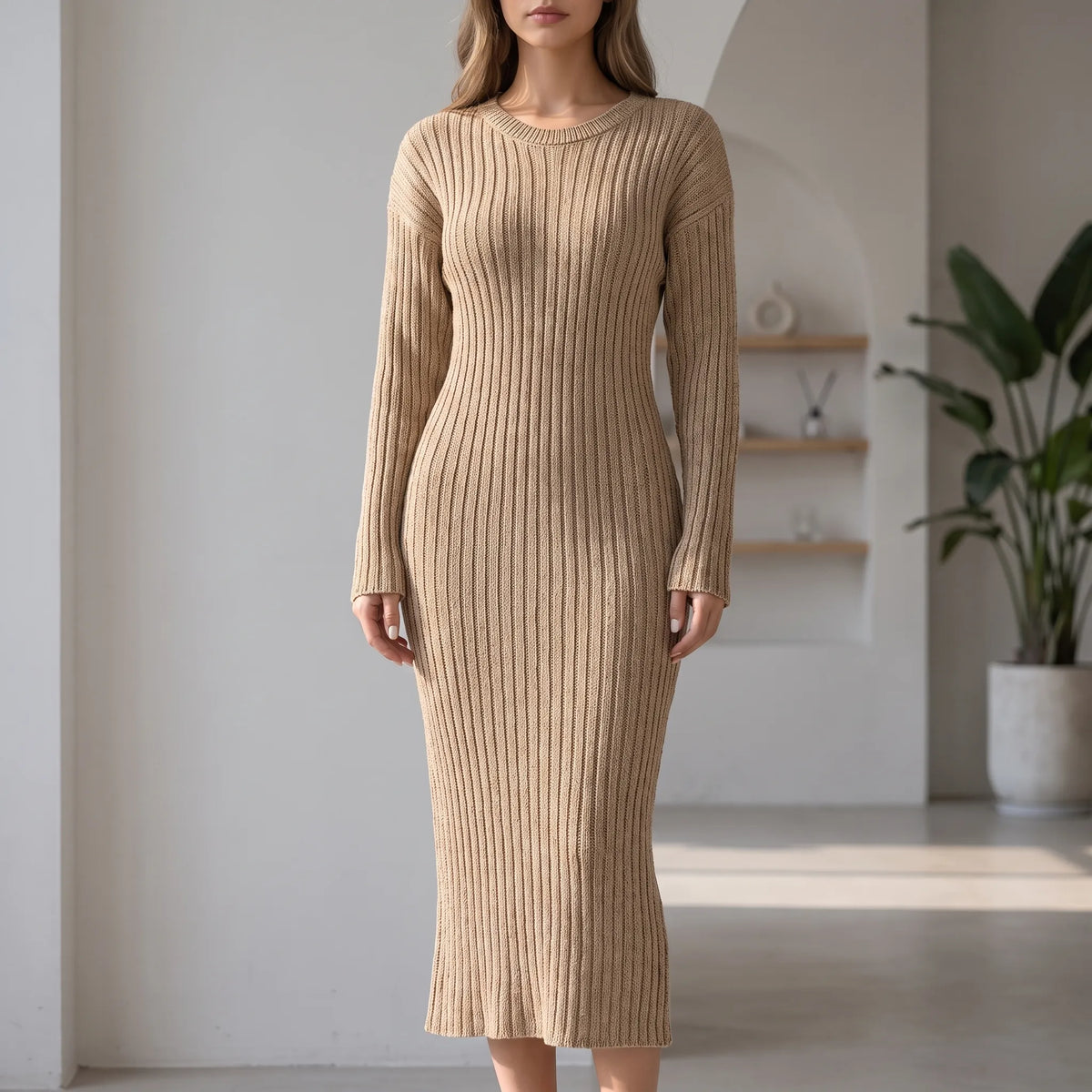 Ribvogue  - Vestito Midi A Costine Giornate In Ufficio